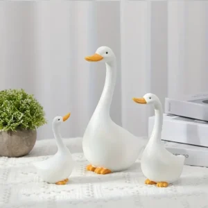 3pcs Art Deco Goose Resin Statues
