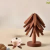 Wooden Tree-Shaped Pot Mat Set