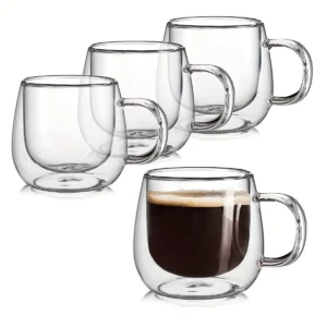 Pack of 4 Double-layer Glass Coffee Cups